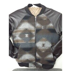 Rocawear - Southwestern Aztec - Varsity Bomber Jacket - Mens Sz 2XL - Brown